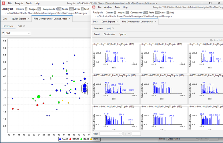 Results of Find Compounds with Spectra View